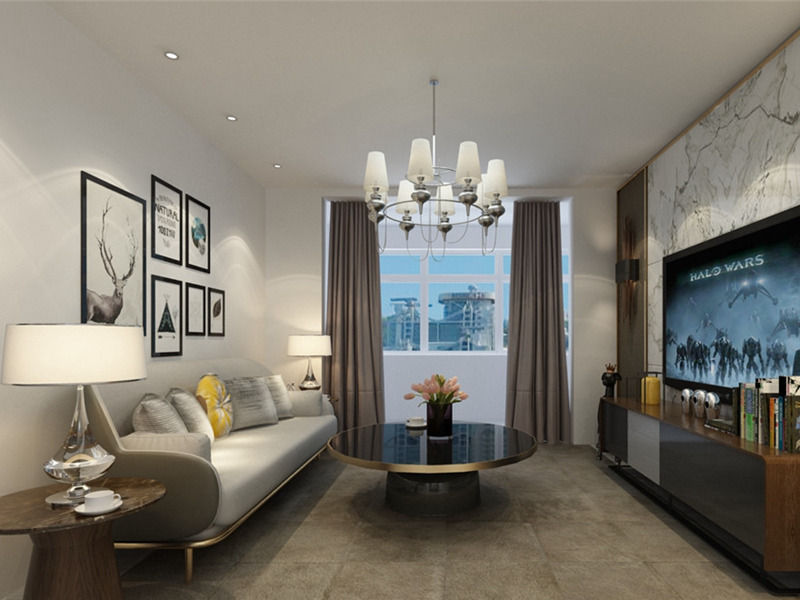 重慶恒大名都墻面裝修設(shè)計效果圖_簡約